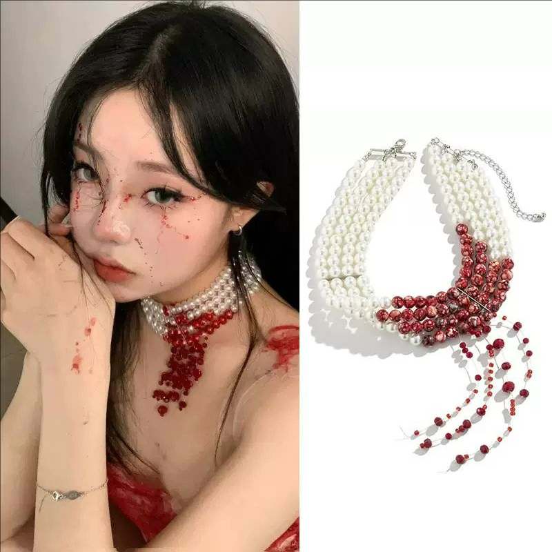 Women'S Vampire Accessories - 2026 Handmade Dripping Blood Imitation Pearls