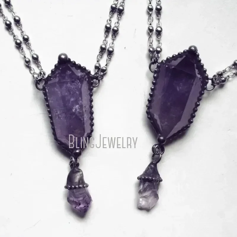 Women'S Emo Accessories - 10pcs Amethyst Crystal Necklace Talisman Wicca