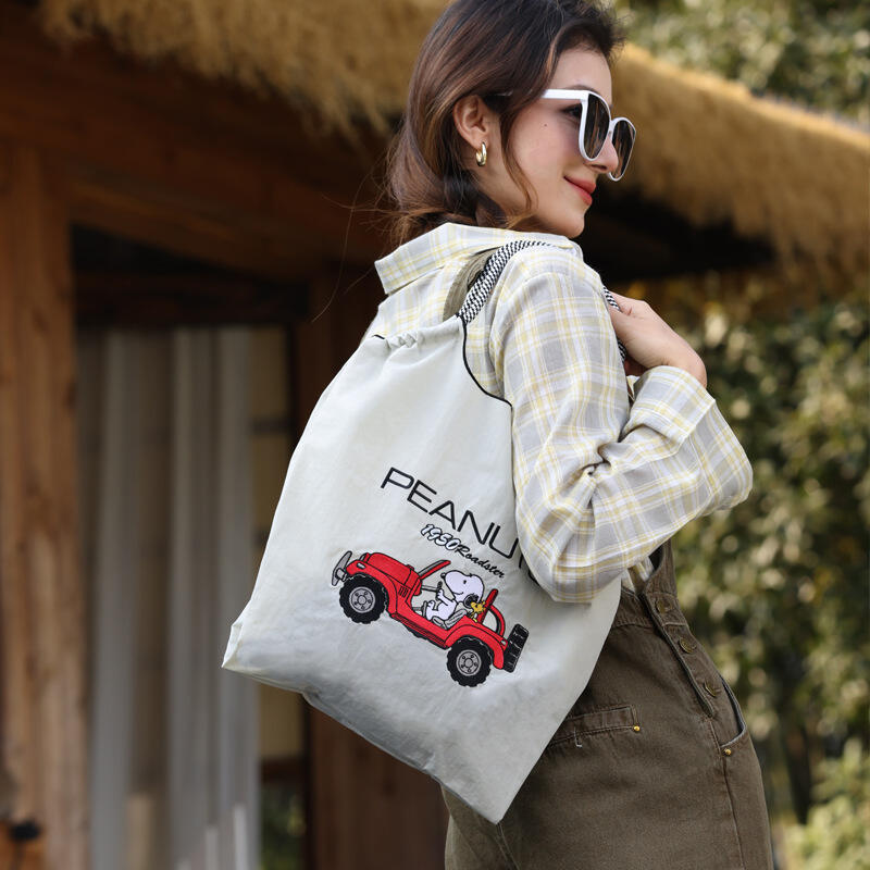 Accessories Brand For Women - Snoopy Co-Branded Embroidered Nylon Tote Large
