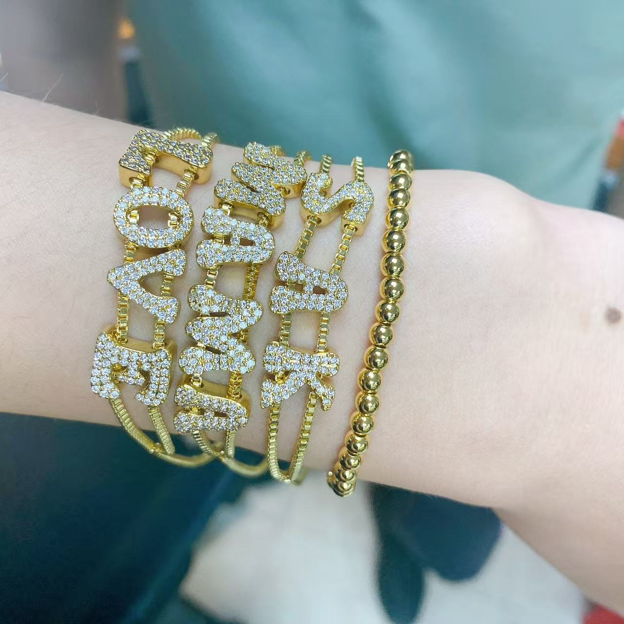 Fashionable gold DIY name brac - Women Accessories Name In English recension och pris