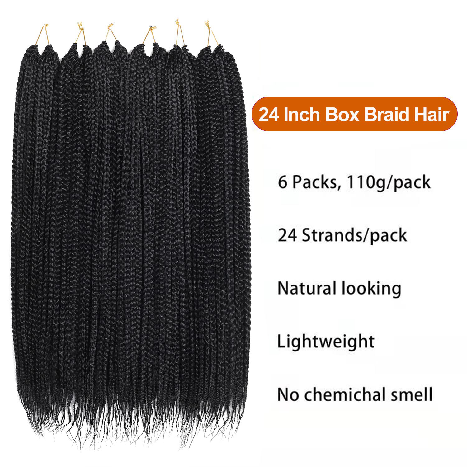 6 Packs Box Braids Crochet Hai - Women Accessories Pack recension och pris