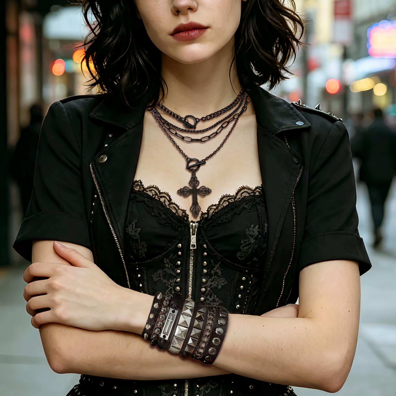 Gothic Cross Pendant Layered N - Women'S Emo Accessories recension och pris