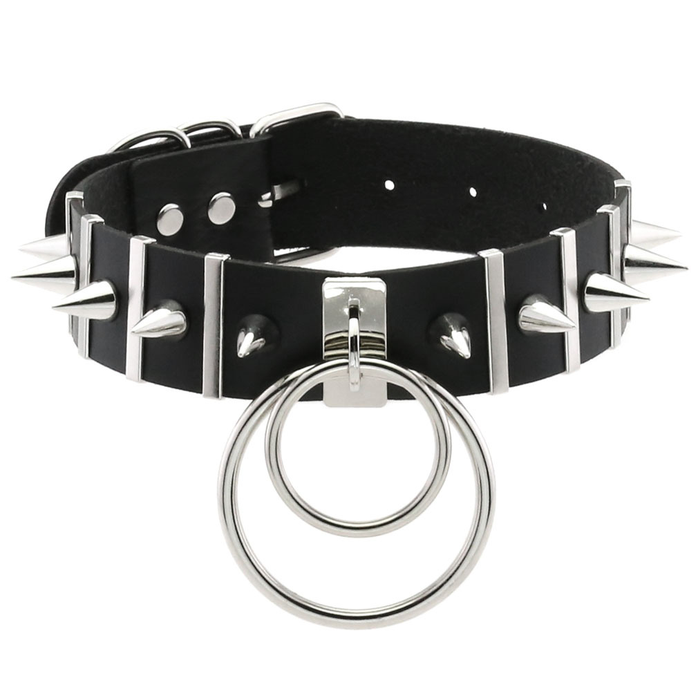 Big Spikes Choker Leather Coll - Women'S Emo Accessories recension och pris