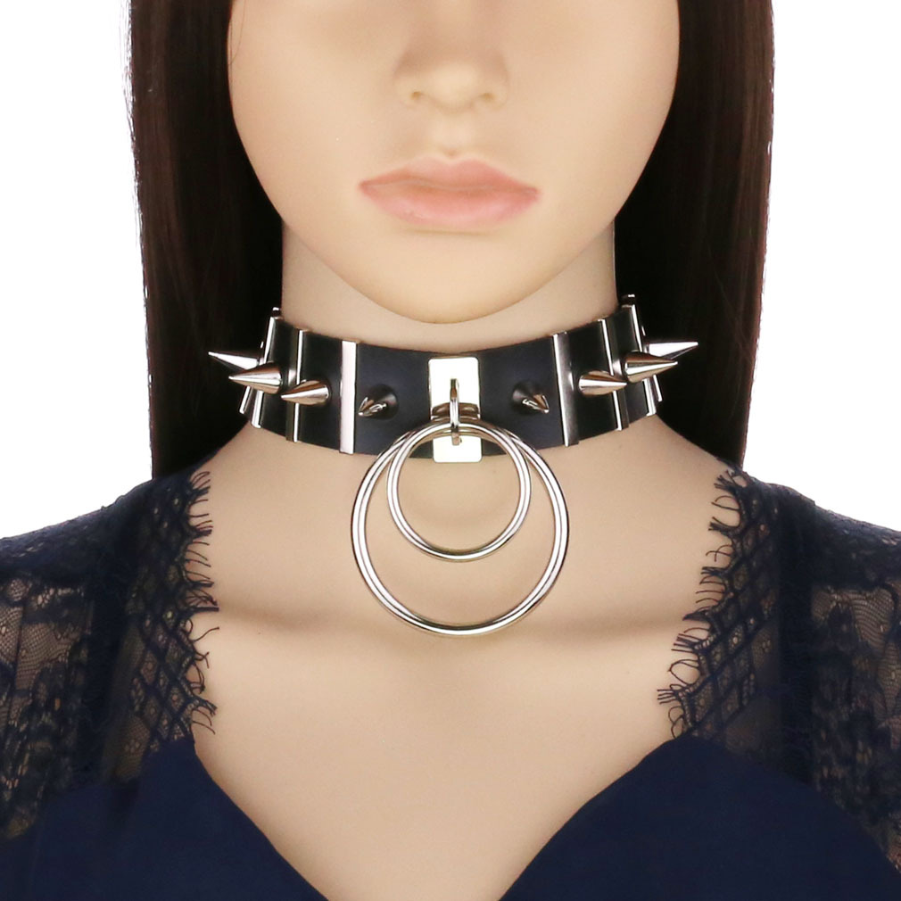 Big Spikes Choker Leather Coll - Women'S Emo Accessories recension och pris