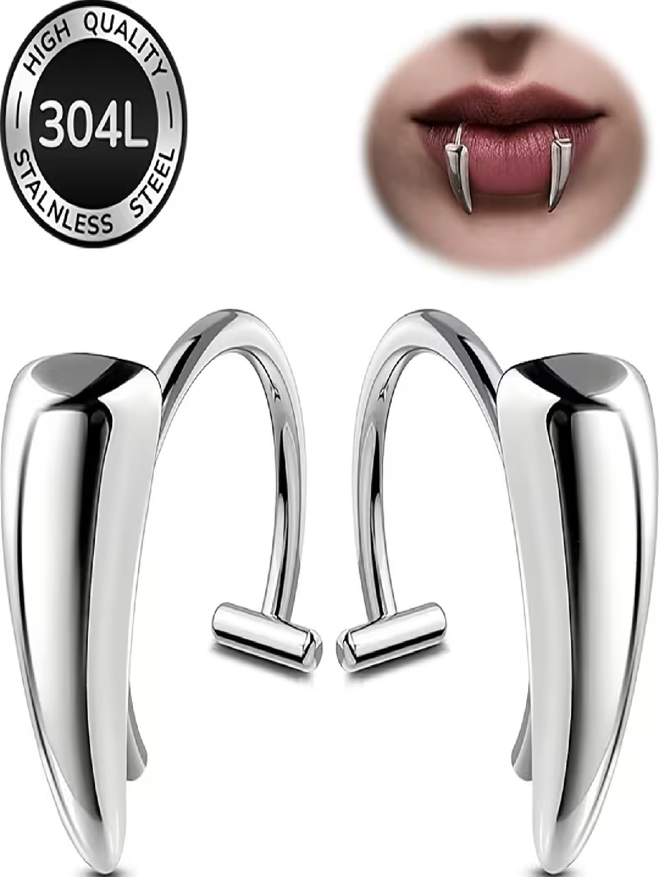 2 Pieces of Fake Lip Rings, Va - Women'S Vampire Accessories recension och pris