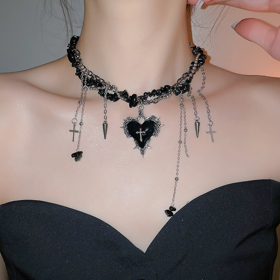 Goth Vintage Y2K Dark Red Hear - Women'S Emo Accessories recension och pris