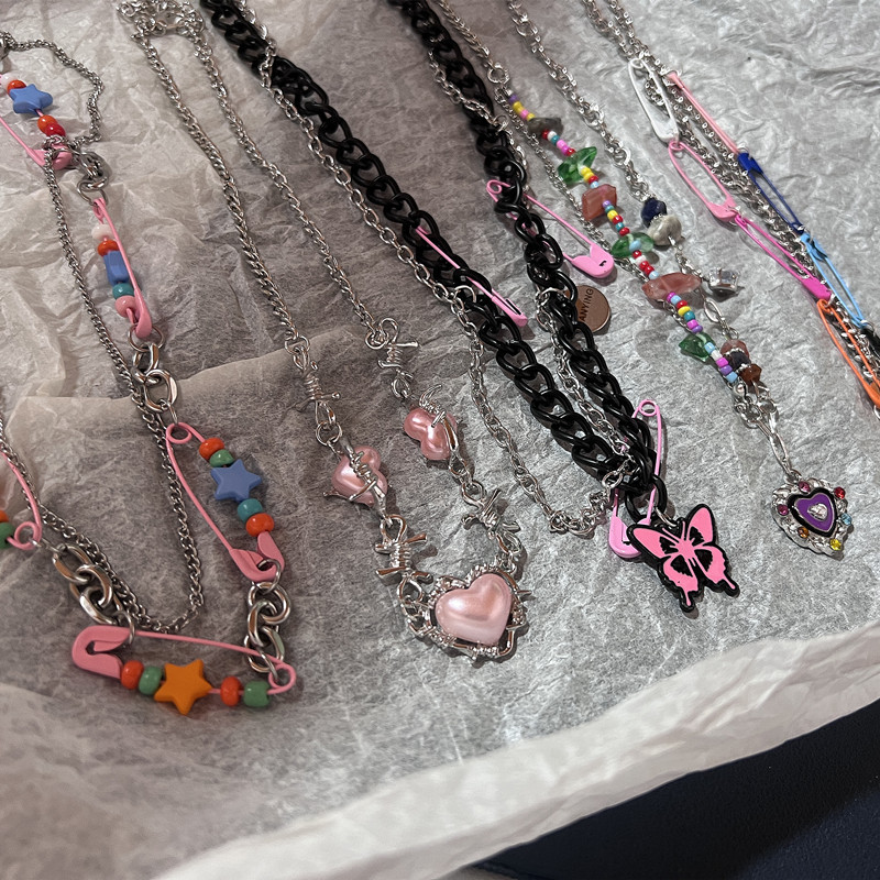 Vintage Y2k Pink Pin Bead Chok - Women'S Emo Accessories recension och pris